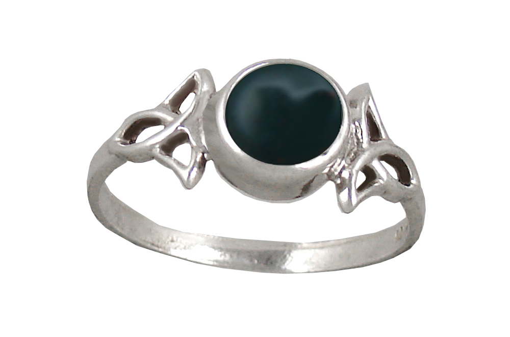 Sterling Silver Celtic Knotwork Ring With Bloodstone Size 7